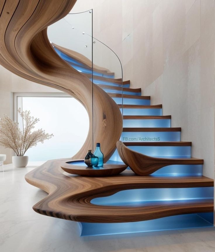 Floating Tread Spiral Staircase with Minimalist Design